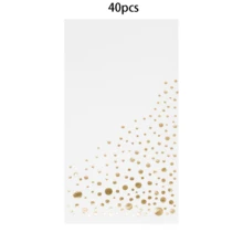 20张/40张/100张金色箔纸餐巾，白色和金色波点图案，一次性手巾，金属质感餐巾纸，适用于婚礼、婴儿派对、新娘送礼会、浴室派对用品 - 白色金點 - 查看 6