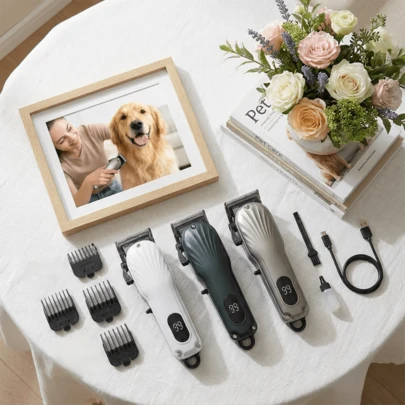 Cortadora de pelo para mascotas con diseño de concha de alta calidad, afeitadora eléctrica recortadora, bajo nivel de ruido y alta velocidad sin obstrucciones, herramienta de aseo profesional para perros y gatos, disponible en 3 opciones de color