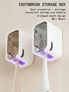 Portaspazzolino da parete, in materiale plastico durevole, installazione senza foratura, portaoggetti salvaspazio per il bagno, design a staffa a U, adatto per spazzolini elettrici e tradizionali, accessorio da bagno moderno, facile installazione, regalo perfetto per famiglia e amici (confezione in cartone, resistente ai danni) - Multicolore - Visualizzare 8