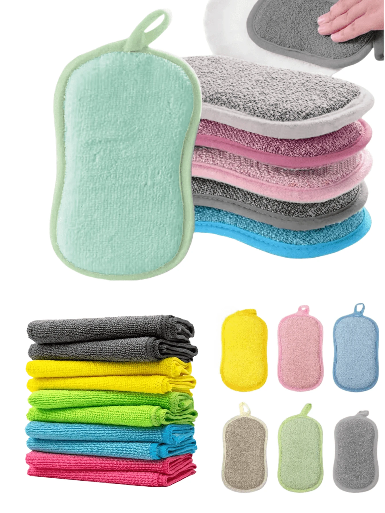 Kitchen Cleaning Set Ultra-Fine Microfiber Cloths, Kitchen Pot Scrubbing Pads