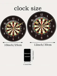 Darts Theme Round Quartz Wall Clock - Battery Powered, Silent, Analog Display, Perfect For Home, Office Or Bar Decor. Ideal Gift For Sports Fans And Great Decoration For Any Sports Bar | Darts Theme Clock | Quartz Clock, Darts Accessories - Multicolor - View 6