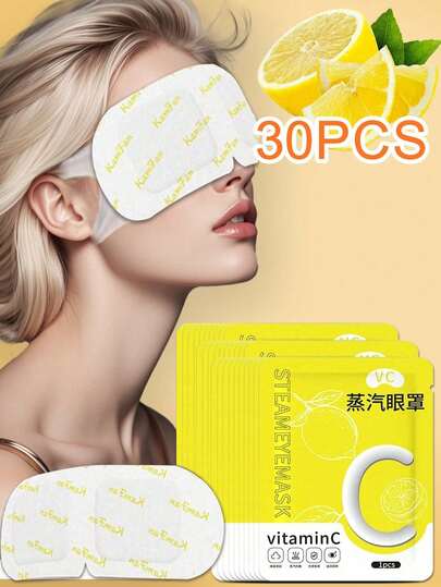 1/5/10/20/30/50片装维生素C蒸汽眼罩，一次性自发热，不含酒精，无异味，缓解眼疲劳和干涩，有助于日常睡眠、小憩和旅行放松，耳挂式设计，方便旅行和商务出行，电脑和手机用户的基础护眼产品，适合学生、上班族、学校、返校季、旅行、居家必备，眼罩，睡眠眼罩