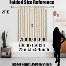 2片米色波点绒球提花薄纱窗帘，杆袋式顶部设计，方便悬挂，优质涤纶面料，柔软轻盈，半透明，可机洗，欧式乡村风格家居窗帘装饰，适用于小窗户、卧室、客厅、厨房、办公室。 - 米色 - 查看 14