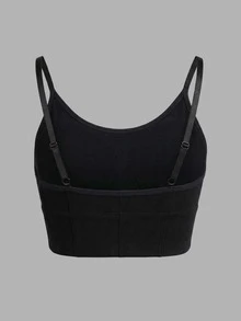 Top Fitness Gym Polyamide High Support Adjustable Straps Cropped Yoga Blouse With Padding - Black - View 3