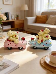 1 Stück kreative Cartoon Valentinstag Paar Bär Harz Figur, Innenraum Dekoration Tischdekoration, Hochzeitsdekoration, Feiertagsgeschenk - Verschiedenfarbig - Übersicht 6