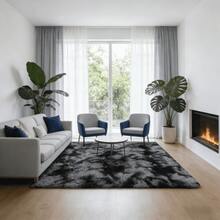 New Plush Soft Fuzzy Mat With Thick Pile, Modern Luxury Floor Mat For Living Room, Bedroom, Playroom - Machine Washable Blend, Fluffy Shag Mat For Indoor Use, Rectangular Design, Durable & Easy Maintenance, Stylish Addition To Any Space, Big Mat For Living Room, Extra Large Rugs For Living Room Cozy Home Decor Gift For Men & Women, CA - Nhuộm tie-dye màu xám đậm - Xem 1