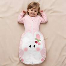 1pc Newborn Baby Girl Cute Rabbit & Cherry Print 3D Sleeping Bag, 1.5 Tog, Comfortable & Skin-Friendly, Suitable For Spring/Summer, Ideal Home Accessory For Adorable Infants - Pink - View 6