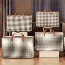 Large Capacity Houndstooth Pattern Tote Bag, Suitable For Seasonal Storage Of Quilts And Clothes - Black and White - View 9