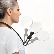 5倍放大镜，5.12英寸镜片直径，免手持放大镜，带可调节支架，可挂在脖子上，适合老年人和视力障碍人士用于缝纫、手工、十字绣、检查和维修。 - 黑色 - 查看 7