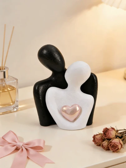 Couple Figurine, Modern Resin Romantic Couple Art Sculpture, Abstract Human Figure Sculpture, Love Sculpture, Suitable For Placing On Wine Cabinet, Foyer And Living Room Bookshelf. It Is The Perfect Choice For Valentine's Day Gift, Decoration, Home Decor, Wedding Decor And Party Decor.