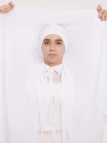 1 pieza Hiyab instantáneo con broche magnético, diseño 3 en 1 con pañuelo de gasa, gorro interior de punto jersey y pañuelo para la cabeza. Material de gasa suave y sedoso, amigable con la piel y transpirable. Adecuado para uso diario de abaya, festivales, oraciones y peregrinaciones - Pañuelo para la cabeza 3 en 1 - Ver 10