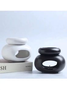1 Set Personalized Oval Ceramic Aroma Diffuser, Large Capacity Detachable Fragrance Tube, Creative Essential Oil Diffuser, Warmer, Candle Holder, Oil Burner, Aromatherapy Machine, Desktop Decor, Suitable For Spa, Yoga And Meditation - Multiple Styles - View 1