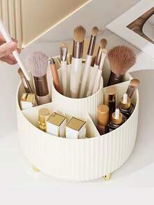1个360°旋转化妆刷架，化妆品收纳整理架，适用于眼影、口红和化妆刷，适合房间、家居、卧室、浴室、书桌等场所，可作配件收纳，独特礼品，房间装饰 - 米色 - 查看 3
