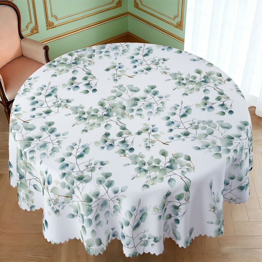 1 chiếc/36 chiếc khăn trải bàn chống nhăn họa tiết lá xanh mùa xuân hè, viền dập nổi, hình chữ nhật/tròn, nhiều kích cỡ, chất liệu sợi polyester, thích hợp cho ăn uống trong nhà/tiệc ngoài trời. - 04 - Xem 1