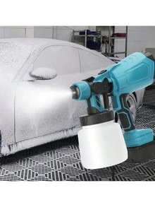 可充电锂电池无线HVLP喷漆枪，适用于室内外使用，大容量喷漆枪，适用于房屋油漆和着色，可用于栅栏、家具、橱柜、墙壁等。（包含两块电池） - 彩色 - 查看 7