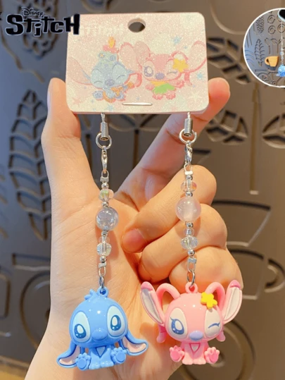 Lindo juego de accesorios colgantes con cuentas y doble cierre, diseño inspirado en el estilo kawaii con dijes de ángel y monstruo a juego, divertido detalle de gancho con expresiones adorables, dúo de dijes decorativos para mochila, bolso o llaves, encantador accesorio coleccionable para amantes de la estética linda, perfecto para combinar en pareja, mejores amigos, estilo diario y regalos, regalo ideal para cumpleaños, San Valentín y momentos dulces.