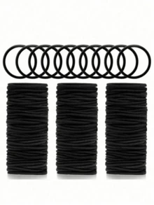 1 pieza/50 piezas, Lazos de pelo elásticos negros para niñas, Lazo de pelo negro grueso y grande, Adecuado para coletas gruesas y rizadas, Fijador de coleta adecuado para accesorios de cabello de la vida diaria, Bandas de goma - Multicolor - Ver 4
