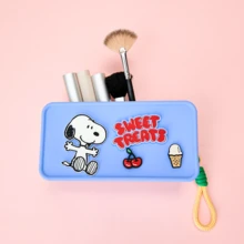 Miniso Disney Lilo/Stitch Series Silicone Cosmetic Bag, Cute Cartoon Design, Home/Outdoor Use, Lovely Birthday Gift, PVC Material(1PC) - Blue - View 2