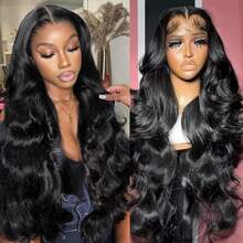 NARNI 36 Inch 13x6 Body Wave Lace Front Wigs Human Hair Pre Plucked 250% Density Body Wave HD Transparent Lace Front Wig Glueless Human Hair Wigs With Baby Hair For Women Real 15A Brazilian Virgin Lace Frontal Human Hair Wig Natural Black Color - Natural Black - Xem 6