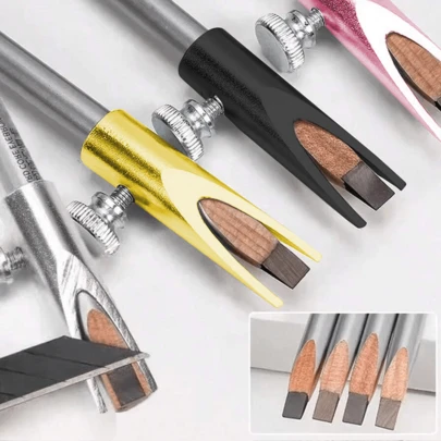 1/2/4pcs Eyebrow Pencil Sharpener Set, Aluminum Alloy Eyebrow Pencil Sharpener, Suitable For Beginners (No Blade), Makeup, Affordable Price, Room Decor, Vanity, Travel, Bedroom, Makeup Accessories