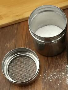 3pcs Stainless Steel Fine Mesh Powdered Sugar Shakers, Suitable For Cocoa Powder, Cinnamon Powder, Coffee Powder And Other Seasonings - Easy To Clean Metal Spice Jars, Applicable For Home, Restaurant, Cafe And Other Occasions - Multicolor - View 6