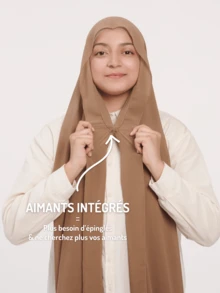 1 pieza Hiyab instantáneo con broche magnético, diseño 3 en 1 con pañuelo de gasa, gorro interior de punto jersey y pañuelo para la cabeza. Material de gasa suave y sedoso, amigable con la piel y transpirable. Adecuado para uso diario de abaya, festivales, oraciones y peregrinaciones - Pañuelo para la cabeza 3 en 1 - Ver 9