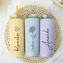 个性化度假保温杯，定制姓名保温杯，生日鲜花激光雕刻不锈钢保温杯，伴娘邀请礼物，单身派对个性化保温杯，女孩礼物，带吸管保温杯，单身派对保温杯，婚礼派对礼物，伴娘邀请礼物，伴娘礼物，雕刻保温杯，度假保温杯，圣诞礼物，首字母保温杯，生日礼物，节日日历，永恒的爱 - 多色-彩色不銹鋼吸管杯 - 查看 3