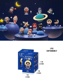 CRYBABY Crying To The Moon Caja Ciega, 12 Estilos Regulares + 1 Estilo Oculto, Tema de Luna y Espacio Soñador CRYBABY Coleccionable para Fans Caja Ciega, Figura de Estatua Linda Decoración de Escritorio Juguete Sorpresa Aleatoria Caja Ciega, Regalo para Fiesta de Navidad y Cumpleaños - Multicolor - Ver 11