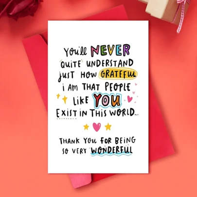 1pc Funny Colorful Birthday Card, Appreciation Card, Proud Of You, Suitable For Any Occasion, Suitable For Son Daughter Husband, Wife, Boyfriend Girlfriend, Gift For Family And Good Friends Thank You For Being So Very Wonderful Card, Thank You Card,