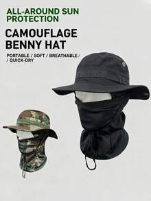 2件套男女通用遮阳帽，渔夫帽，UPF 50+ 防晒指数，带迷彩面罩，可折叠，防紫外线，适合徒步旅行、海滩垂钓、夏季度假等场合。 - 彩色 - 查看 2