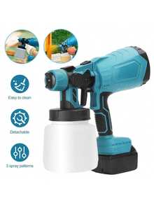 可充电锂电池无线HVLP喷漆枪，适用于室内外使用，大容量喷漆枪，适用于房屋油漆和着色，可用于栅栏、家具、橱柜、墙壁等。（包含两块电池） - 彩色 - 查看 5