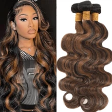 ZHENDEFA Ombre Human Hair Bundles P1/30 Body Wave Bundles Human Hair Highlight 1/3/4 Bundles 100% Unprocessed Brazilian Virgin Weave Human Hair Extensions