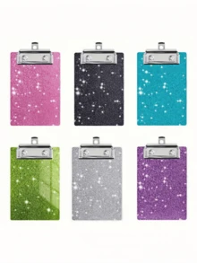 1个亚克力写字板，迷你时尚闪光写字板，专为教室、学校和办公室设计 - 彩色 - 查看 3