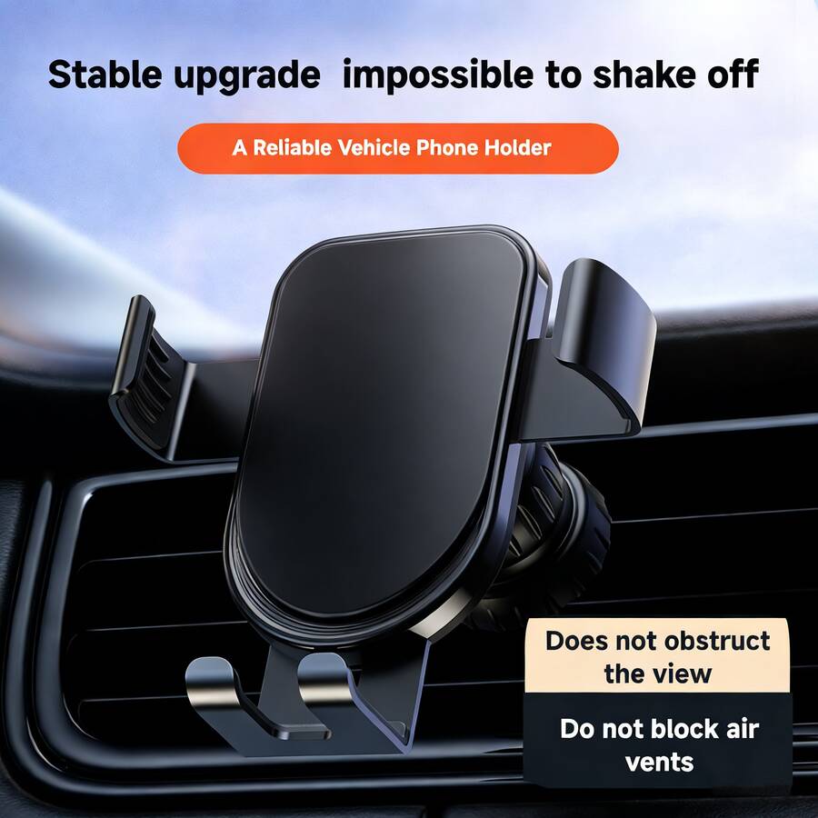 1pc Aluminum Alloy Gravity Car Phone Holder, Air Vent Mount Universal Car Phone Stand - Air Outlet - View 1