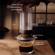 Manual Espresso Machine With 100 Filters(Excluding Cups), Hot/Cold Portable Coffee Maker, Hand Press Capsule Coffee Grinder, Works With Ground Coffee And Pods, Ideal For Hand Brewing, Hiking Camping And Travel,Galentine's Gift - Dark Grey - View 1