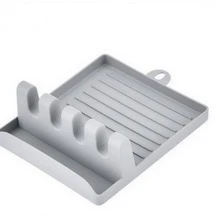 Multifunctional Silicone Pot Lid With Built-In Utensil Storage. Doubles As A Spoon Rest, Multi-Tool Organizer, Spatula Holder, Lid Stand, Spatula Rack, Or Kitchen Utensil Organizer. Ideal For Home Decor, Kitchen Accessories, Gifts, And Bathroom Accents. - 灰色 - 查看 1