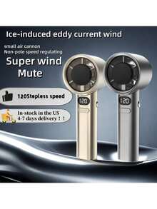 Portable 120 Speeds Control Handheld Fan For Women With Digital Display Stylish And Simple Semiconductor Condensation Technology Ice Cooling Personal Small Hand Fan Perfect Gift For Nail Art - 彩色 - 查看 1