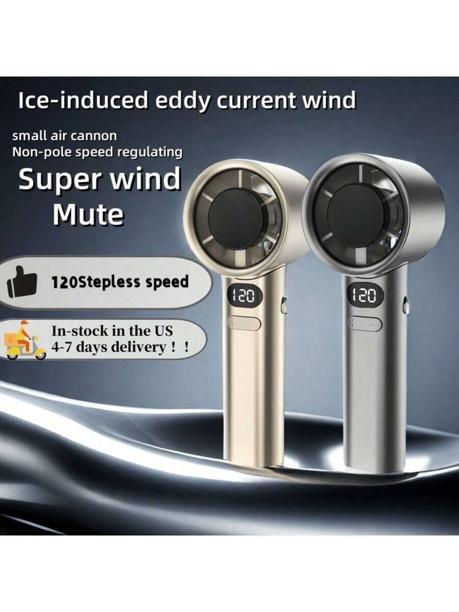 Portable 120 Speeds Control Handheld Fan For Women With Digital Display Stylish And Simple Semiconductor Condensation Technology Ice Cooling Personal Small Hand Fan Perfect Gift For Nail Art - 彩色 - 查看 1