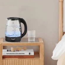 Hervidor Eléctrico de Vidrio 2L 1500W con Luz Azul LED / Jarra Tetera Transparente Apagado Automático / Hervidor Rápido para Té Café Infusiones Leche / Base Acero Inoxidable + Protección contra Ebullición en Seco / Vidrio Borosilicato Resistente + Filtro Antical / Ideal Cocina Hogar Oficina - Negro - Ver 11