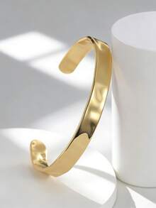 Charm-In Gold-Plated Wavy Wide Cuff Bracelet For Women - Chic Daily Outfit Accessory & Elegant Gift For Her - Gold - View 1