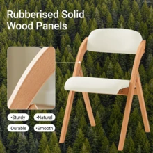 SoBuy Dining Chairs Set Of 2 Folding Chairs Indoor Wooden Padded Kitchen & Office Chair With Ergonomic Backrest, Compact & Space-Saving Kitchen Chair White 47.5 X 59 X 77 Cm FST92-Wx2 - White*2 - View 7