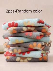 200pcs 30cm*30cm Bohemian Floral Pattern Cleaning Cloths, Dual-Use Wet & Dry, Soft, Suitable For Home And Kitchen Cleaning, Random Colors - Random Color - View 9