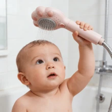 1pc Adjustable Handheld Baby Shower Head | Claw Design, 3 Massage Speeds, Suitable For Bathroom, Wall-Mounted Or Hanging, Plastic Material, For Shower Use Only