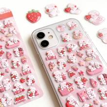 Pegatinas de burbujas rosas brillantes con adorables patrones de comida y animales, adecuadas para diarios, álbumes de recortes, fundas de teléfono, manualidades DIY y decoración de papelería estética, regalo perfecto para la temporada de bodas y el Día de la Madre - Pegatinas 3D 19 - Ver 7