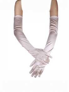 1/3/12 Pairs Women's Long Satin Stretch Gloves – Bridal Wedding & Kentucky Derby Tea Party Hand Decorations - Champagne - View 9