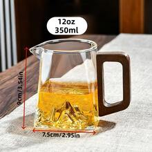350毫升/12盎司玻璃咖啡/茶壶，带木柄，V形壶嘴，经久耐用，耐热设计，适合家庭和咖啡馆使用。