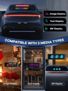 REMAX Đèn LED hình mắt quỷ linh hoạt cho kính chắn gió; Màn hình LED ô tô; Bảng điều khiển kỹ thuật số LED với hiệu ứng hoạt hình; Điều khiển từ xa và điều khiển ứng dụng Bluetooth cho ô tô, SUV, xe tải (13,77 inch x 3,9 inch); Phụ kiện ô tô; Đồ dùng cần thiết cho ô tô; Phụ kiện du lịch cho ô tô - K6 - Xem 3
