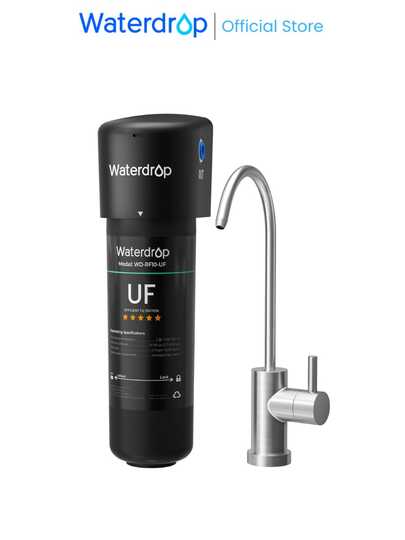Waterdrop 10UB-UF 0.01 μm Ultra Filtration Under Sink Water Filter System For Baçtёria Reduction, 8K Gallons, Reduces Lead, Chlorine, Bad Taste & Odor, With Dedicated Faucet, USA Tech