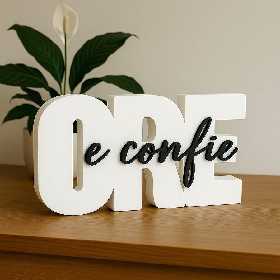 Decorative Sign "Pray And Trust" Christian Religious Decoration Faith, Inspiration And Message Of Hope - 白色 - 查看 1
