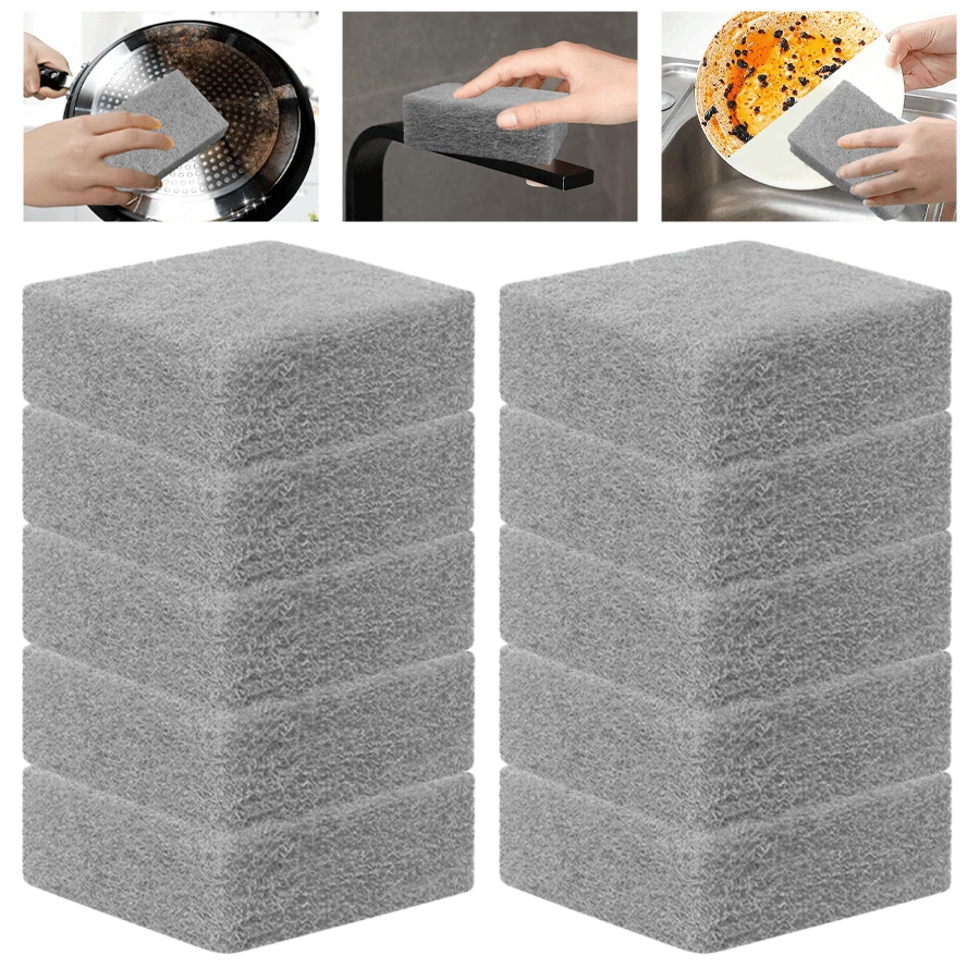 4/8pcs Thickened Coarse Fiber Cloth Double Sided Kitchen Pot Washer Brush Sponge Household Cleaning - Multicolor - View 1